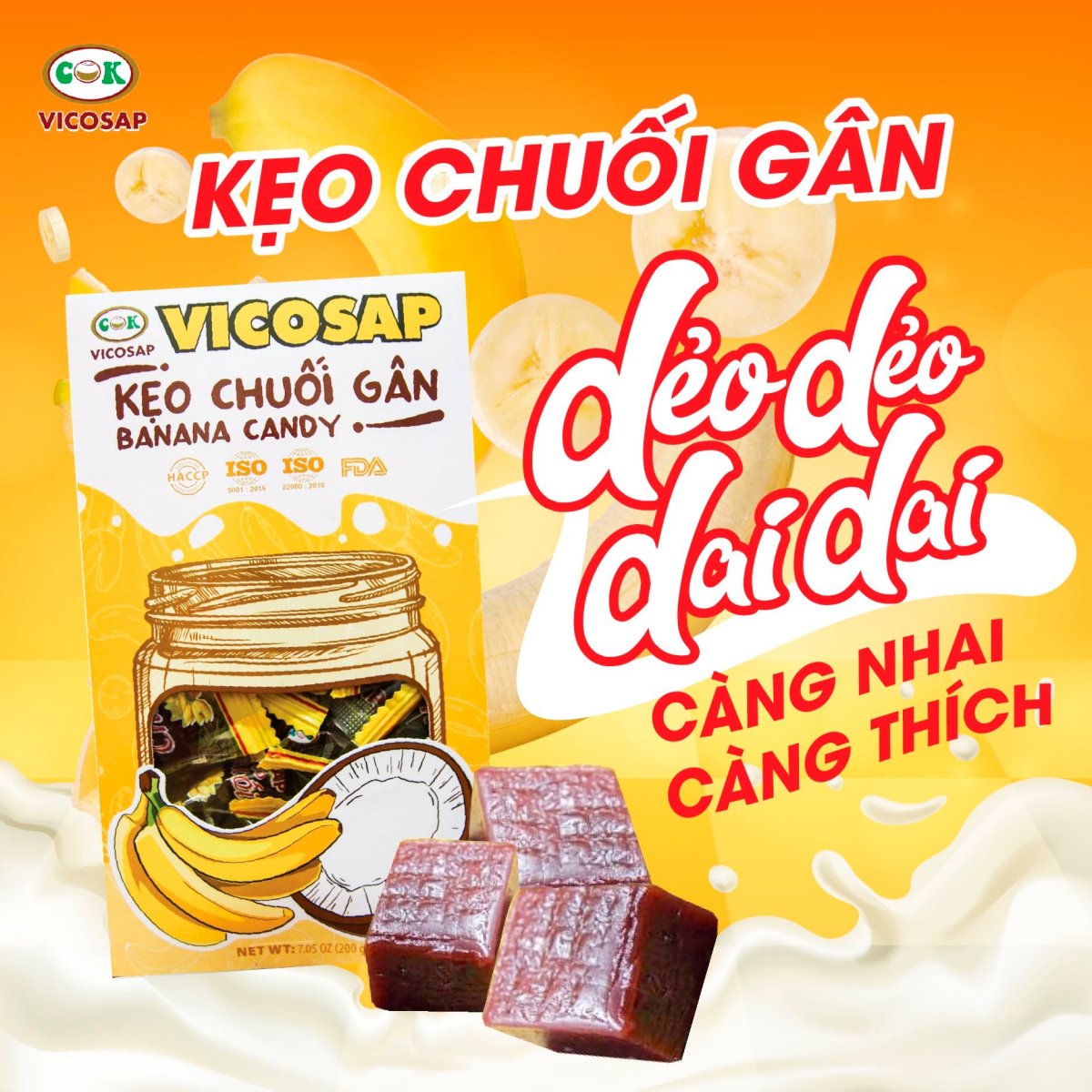 Kẹo Chuối Gân Vicosap 200g