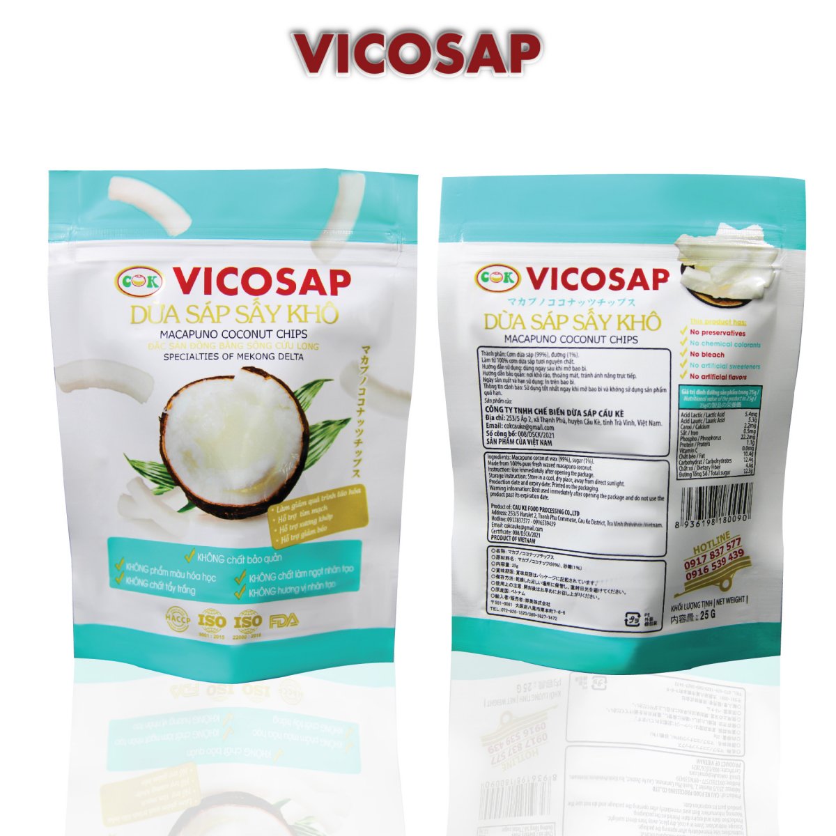 Dừa sáp sấy giòn tan 25g - Vicosap