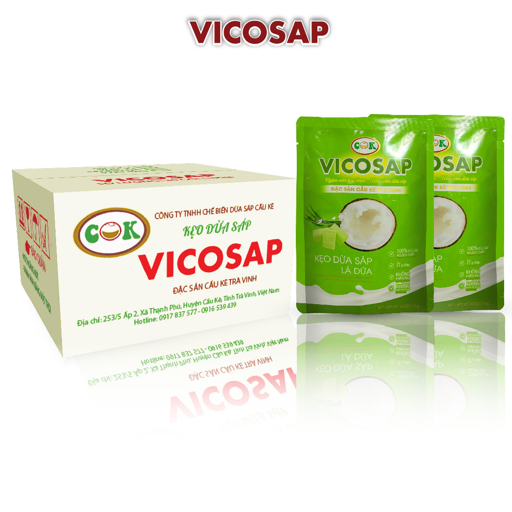 [THÙNG] Kẹo Dừa Sáp Vicosap Vị Lá Dứa 100g