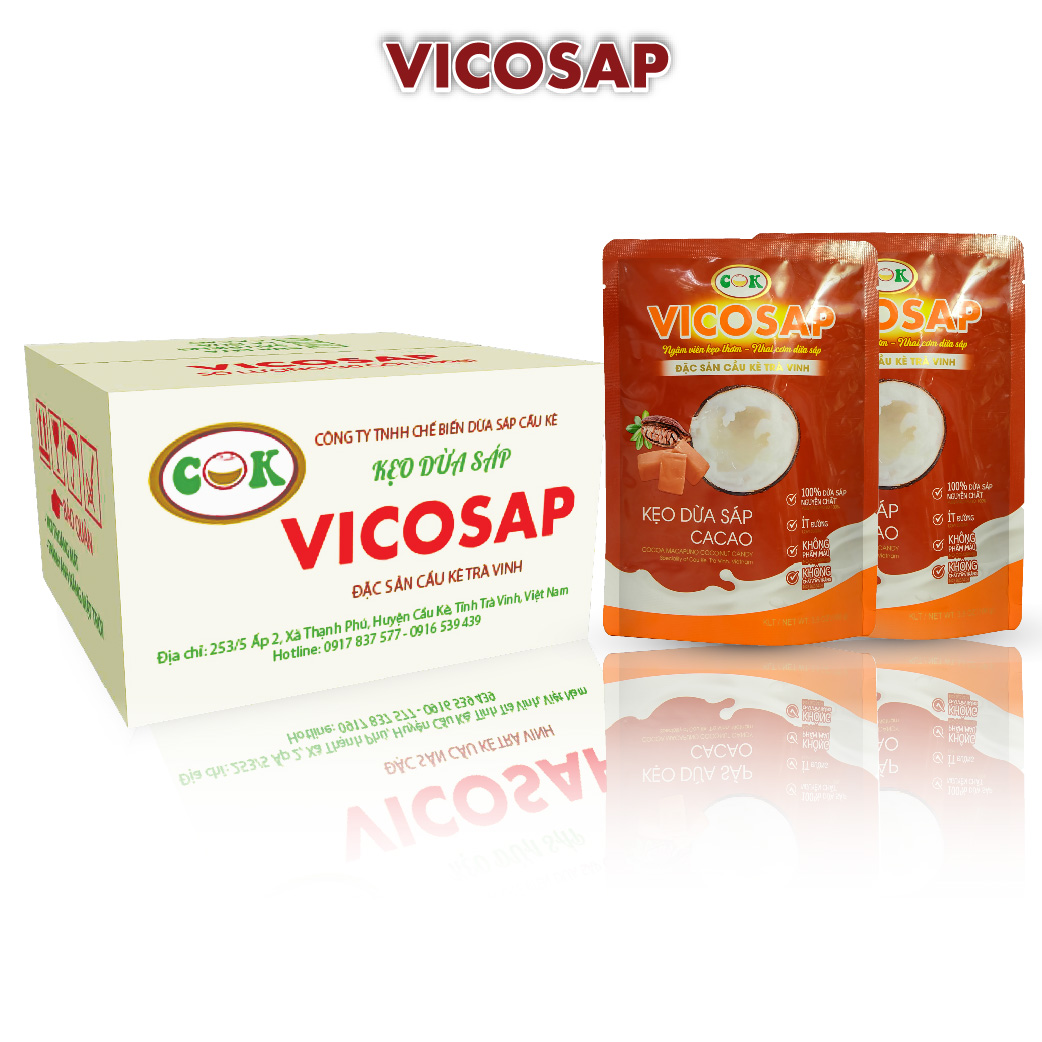 [THÙNG] Kẹo Dừa Sáp Vicosap Vị Cacao 100g